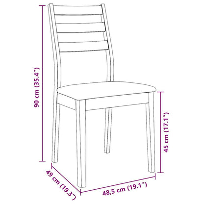 Sedie da Pranzo con Cuscini 2pz Marrone Legno Massello di Hevea