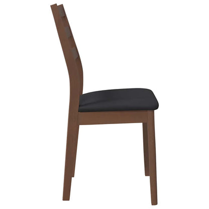 Sedie da Pranzo con Cuscini 2pz Marrone Legno Massello di Hevea