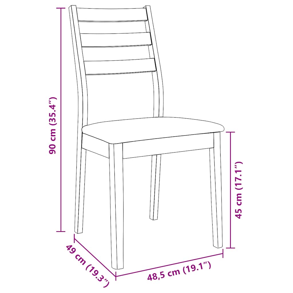 Sedie da Pranzo con Cuscini 2pz Marrone Legno Massello di Hevea