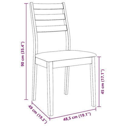 Sedie da Pranzo con Cuscini 2pz Marrone Legno Massello di Hevea