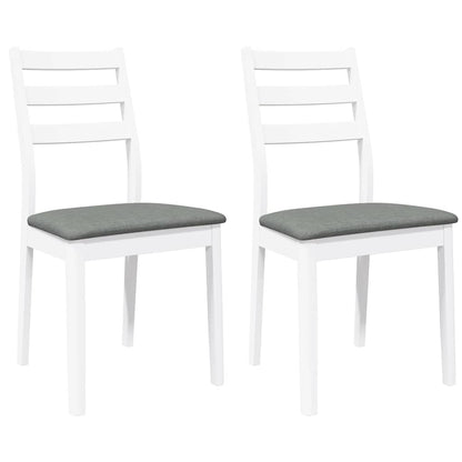Sedie da Pranzo con Cuscini 2 pz Bianco Legno Massello di Hevea