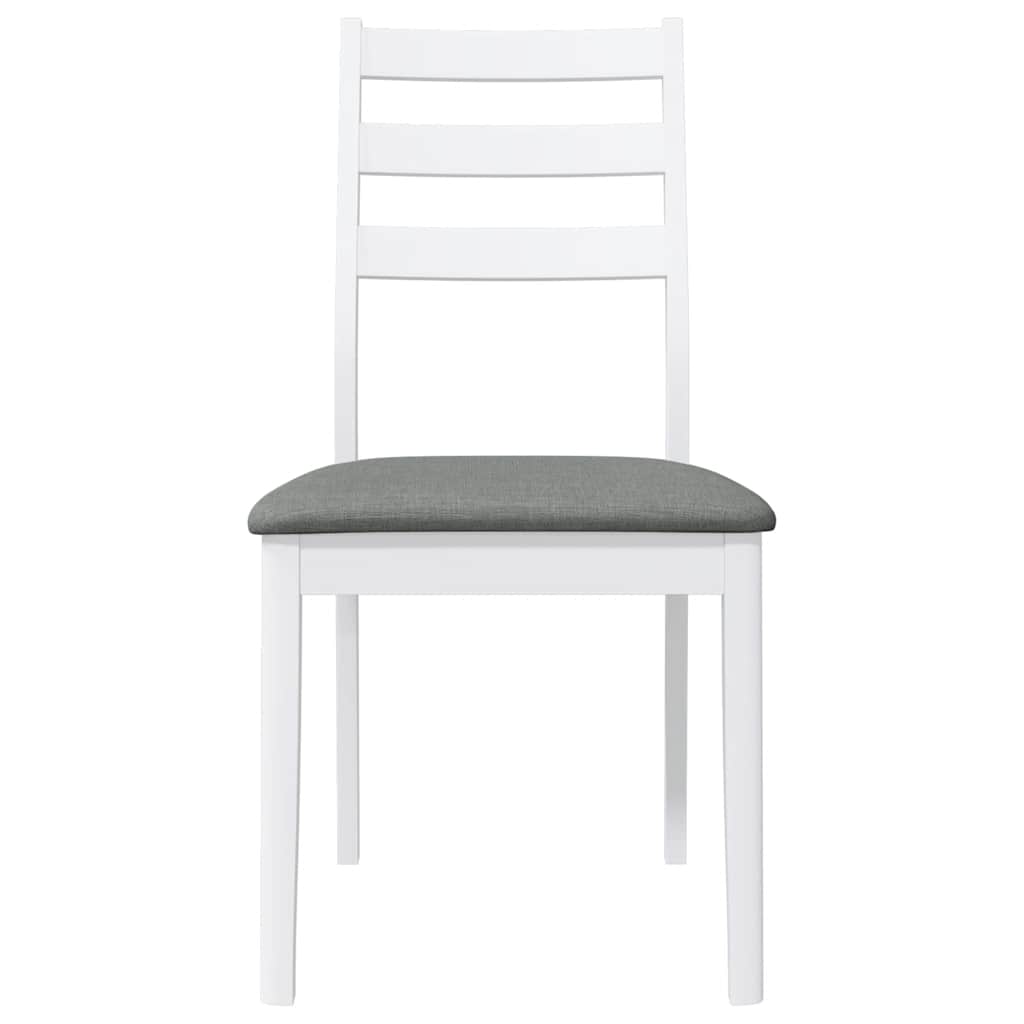 Sedie da Pranzo con Cuscini 2 pz Bianco Legno Massello di Hevea