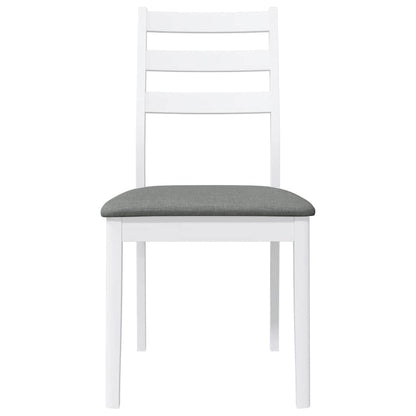 Sedie da Pranzo con Cuscini 2 pz Bianco Legno Massello di Hevea