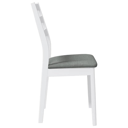 Sedie da Pranzo con Cuscini 2 pz Bianco Legno Massello di Hevea