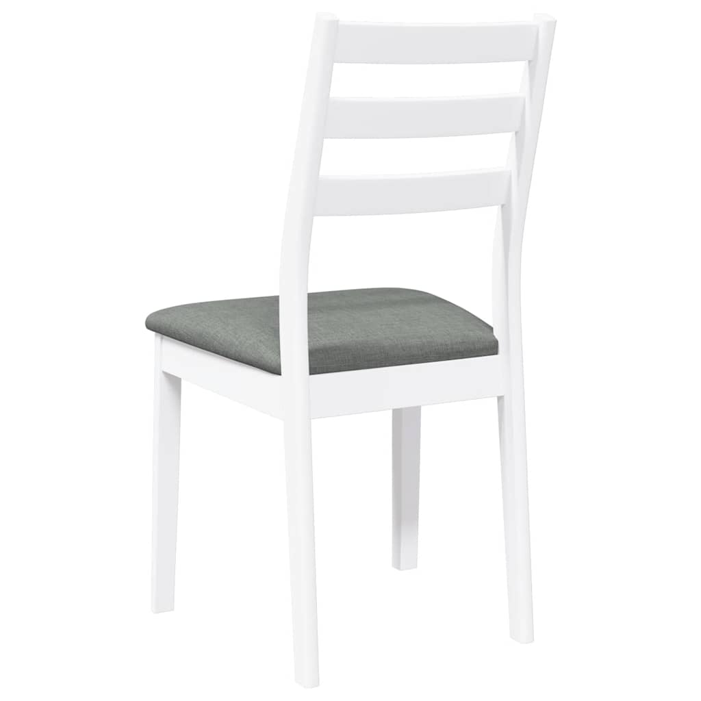 Sedie da Pranzo con Cuscini 2 pz Bianco Legno Massello di Hevea
