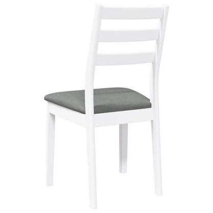Sedie da Pranzo con Cuscini 2 pz Bianco Legno Massello di Hevea