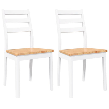 Sedie da Pranzo 2 pz Bianche in Legno Massello di Hevea