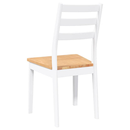 Sedie da Pranzo 2 pz Bianche in Legno Massello di Hevea