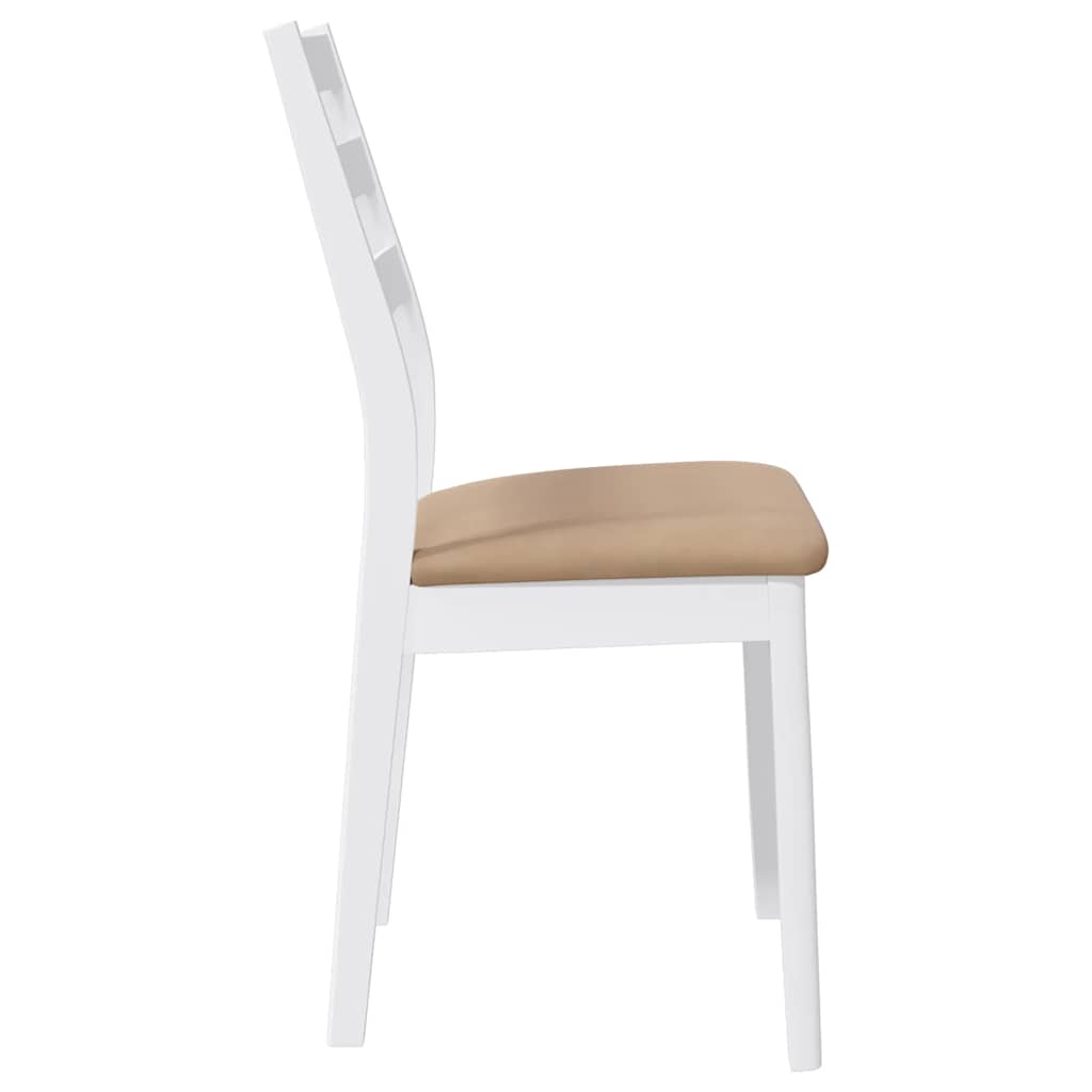 Sedie da Pranzo con Cuscini 2 pz Bianco Legno Massello di Hevea