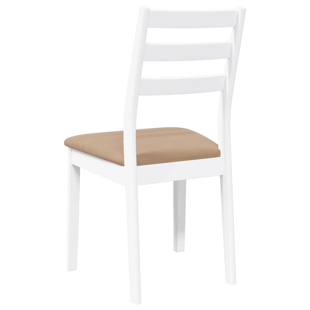 Sedie da Pranzo con Cuscini 2 pz Bianco Legno Massello di Hevea