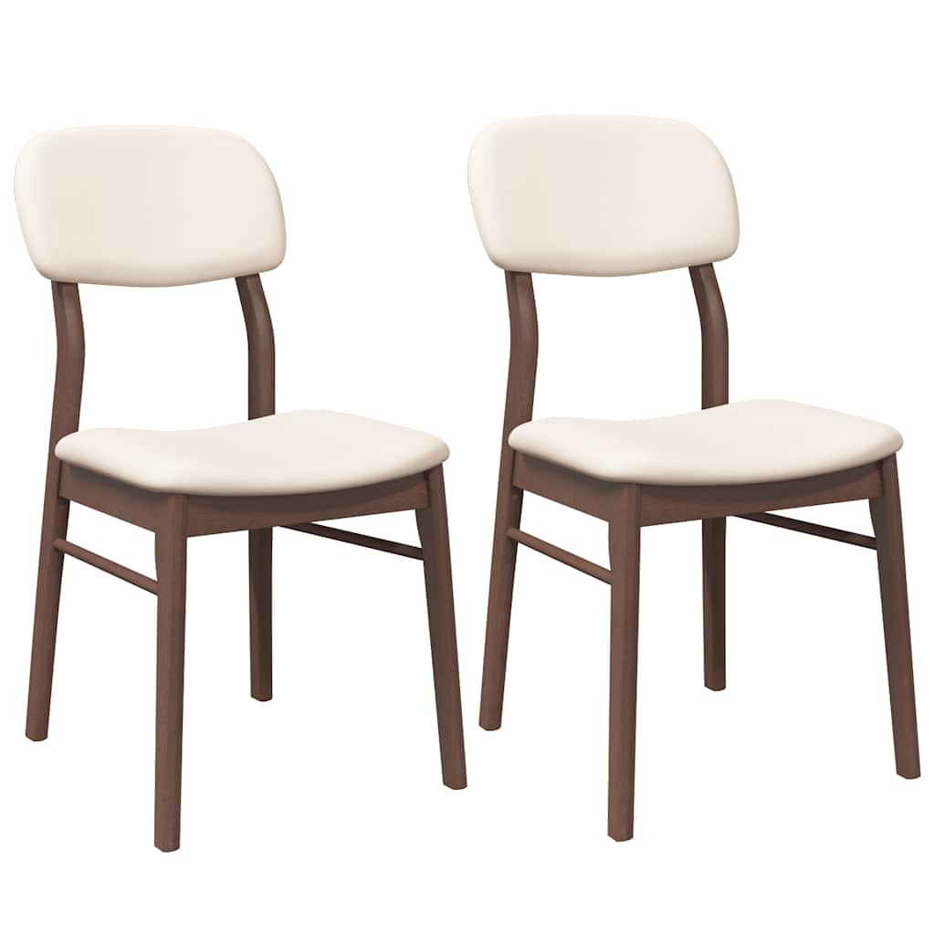 Sedie da Pranzo con Cuscini 2pz Marrone Legno Massello di Hevea