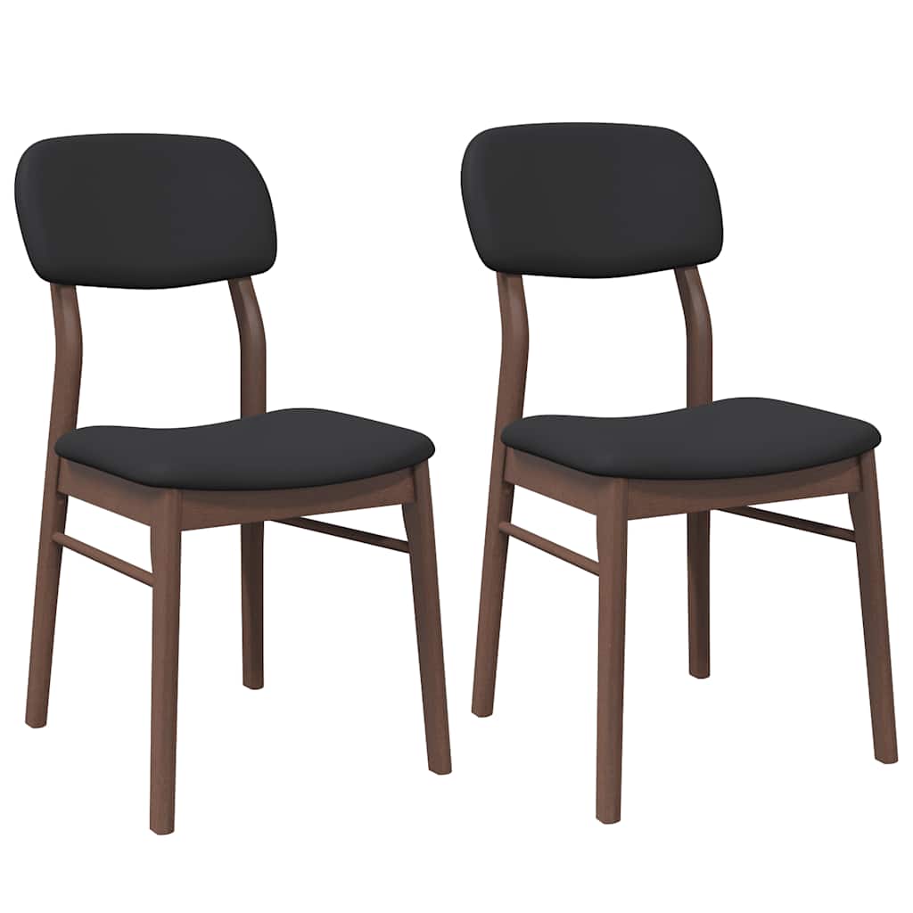Sedie da Pranzo con Cuscini 2pz Marrone Legno Massello di Hevea