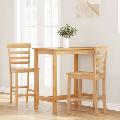 Sgabelli da Bar 2 pz Naturale Legno Massello di Hevea - homemem39