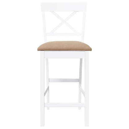 Sgabelli da Bar con Cuscini 2 pz Bianco Legno Massello di Hevea