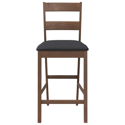 Sgabelli da Bar con Cuscini 2pz Marrone Legno Massello di Hevea - homemem39