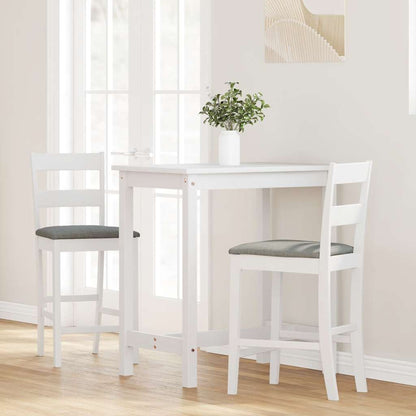 Sgabelli da Bar con Cuscini 2 pz Bianco Legno Massello di Hevea - homemem39