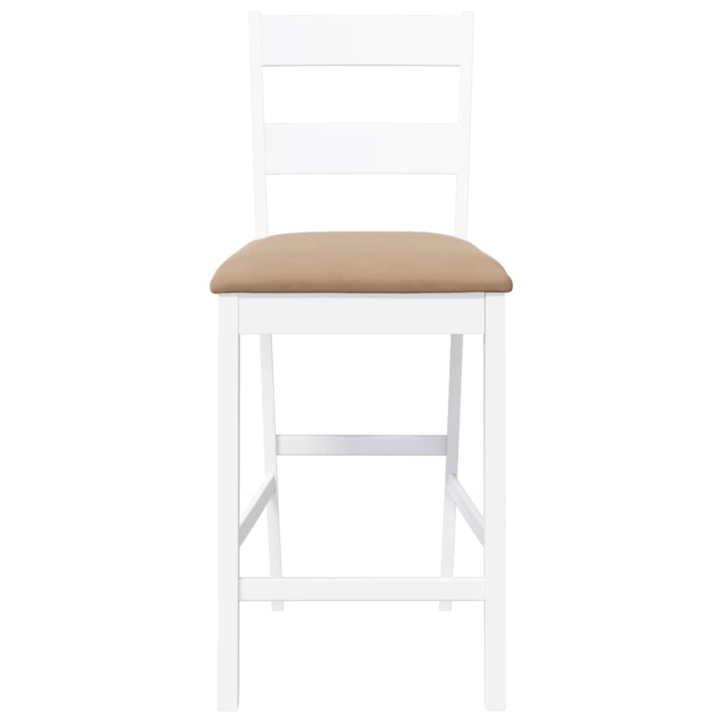 Sgabelli da Bar con Cuscini 2 pz Bianco Legno Massello di Hevea | homemem39