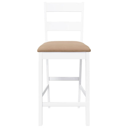 Sgabelli da Bar con Cuscini 2 pz Bianco Legno Massello di Hevea | homemem39