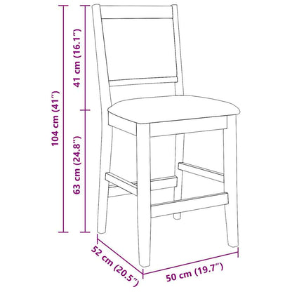 Sgabelli da Bar con Cuscini 2pz Marrone Legno Massello di Hevea - homemem39