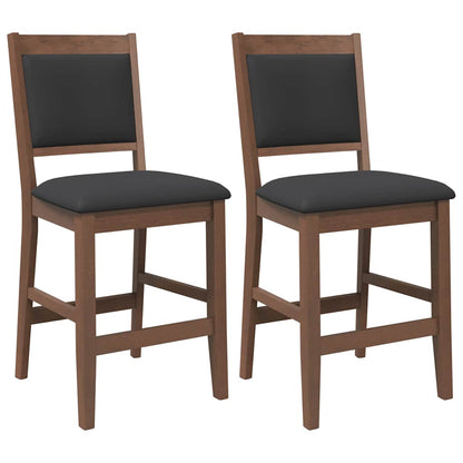 Sgabelli da Bar con Cuscini 2pz Marrone Legno Massello di Hevea - homemem39