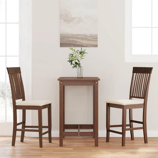Sgabelli da Bar con Cuscini 2pz Marrone Legno Massello di Hevea - homemem39