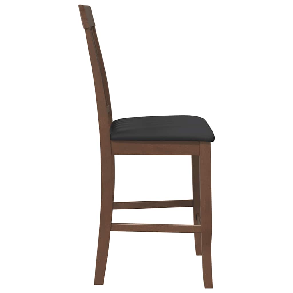 Sgabelli da Bar con Cuscini 2pz Marrone Legno Massello di Hevea - homemem39