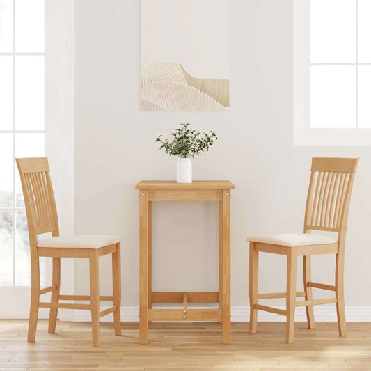 Sgabelli da Bar con Cuscini 2pz Naturale Legno Massello Hevea - homemem39