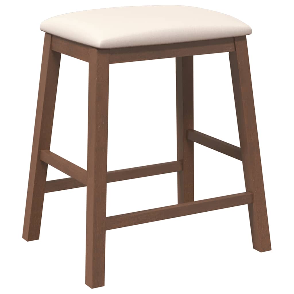 Sedie da Bar con Cuscini 2pz Marrone Legno Massello di Hevea | homemem39