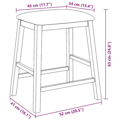 Sedie da Bar con Cuscini 2pz Marrone Legno Massello di Hevea | homemem39