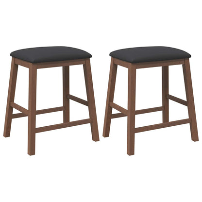 Sedie da Bar con Cuscini 2pz Marrone Legno Massello di Hevea - homemem39