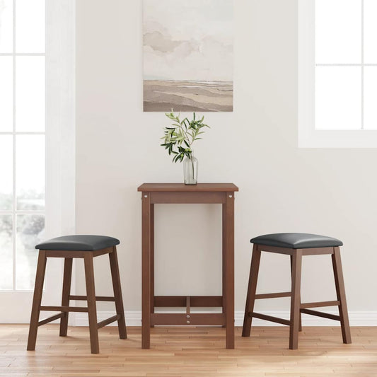 Sedie da Bar con Cuscini 2pz Marrone Legno Massello di Hevea - homemem39