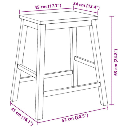 Sedie da Bar 2 pz in Legno Massello di Hevea - homemem39