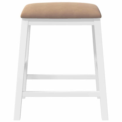 Sedie da Bar con Cuscini 2 pz Bianco Legno Massello di Hevea - homemem39