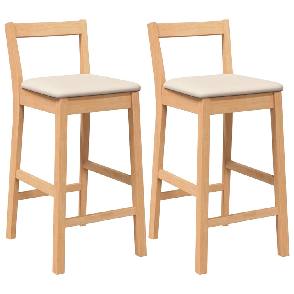 Sgabelli da Bar con Cuscini 2pz Naturale Legno Massello Hevea | homemem39