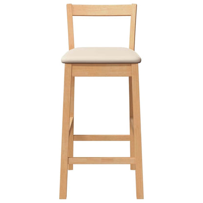 Sgabelli da Bar con Cuscini 2pz Naturale Legno Massello Hevea - homemem39