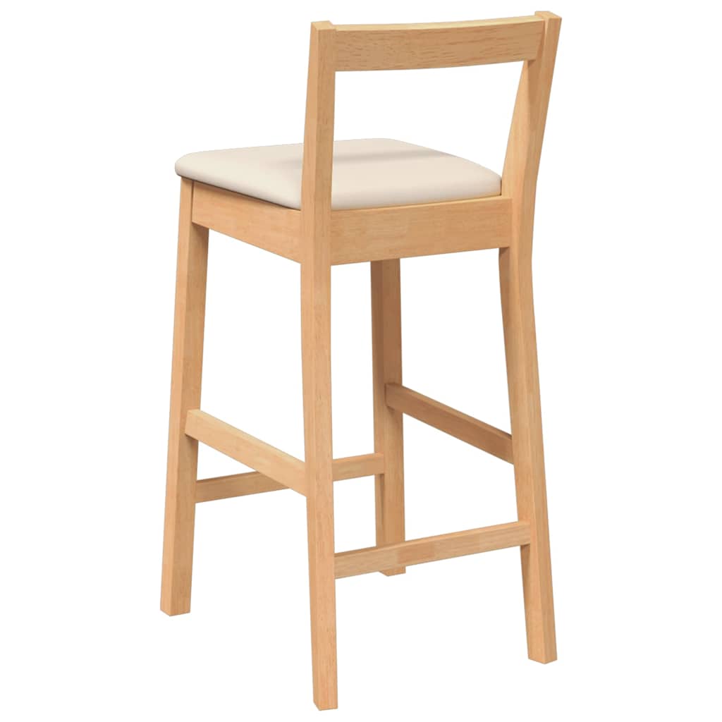 Sgabelli da Bar con Cuscini 2pz Naturale Legno Massello Hevea | homemem39