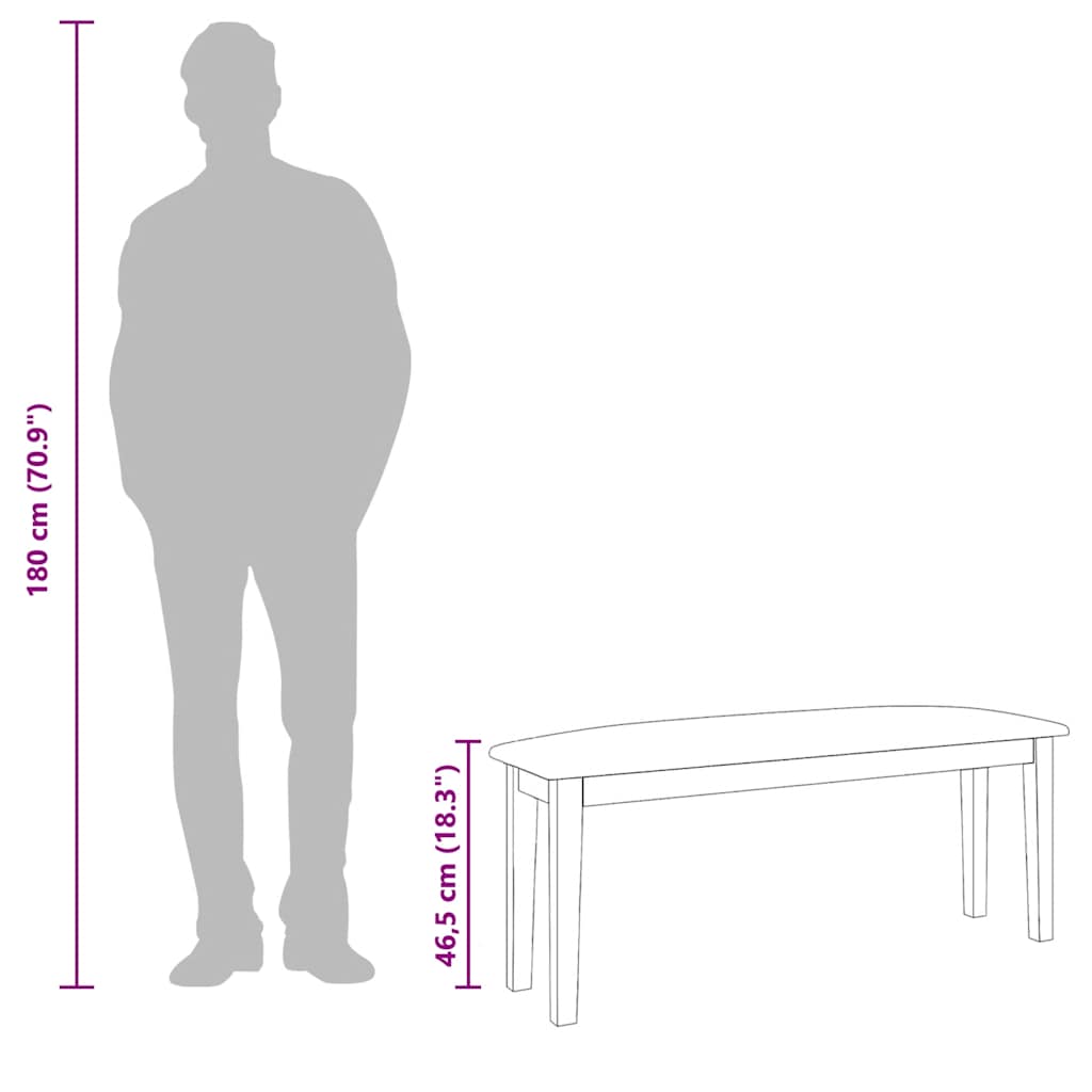 Panca 110 cm in Legno Massello di Hevea