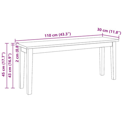 Panca 110 cm in Legno Massello di Hevea