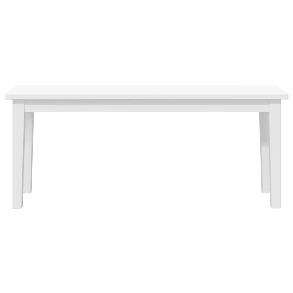 Panca 110 cm Bianco in Legno Massello di Hevea