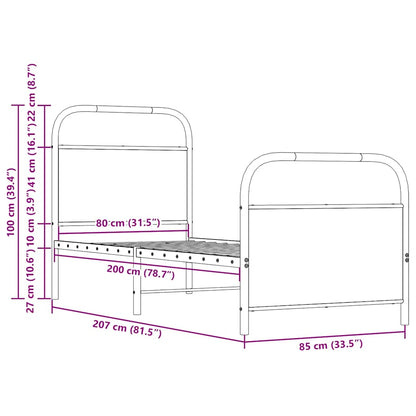 Giroletto senza Materasso Rovere Fumo 80x200 cm in Truciolato