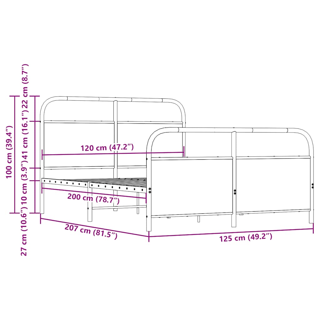 Giroletto senza Materasso Rovere Fumo 120x200 cm in Truciolato | homemem39