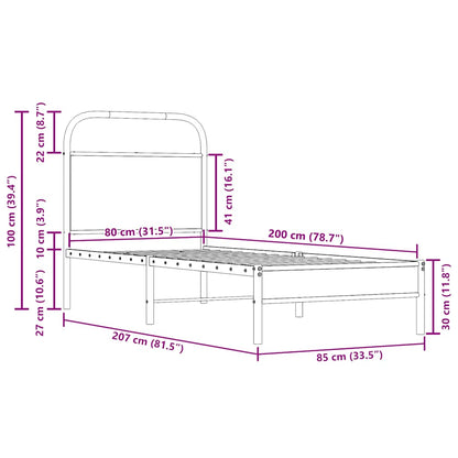 Giroletto senza Materasso Rovere Fumo 80x200 cm in Truciolato | homemem39