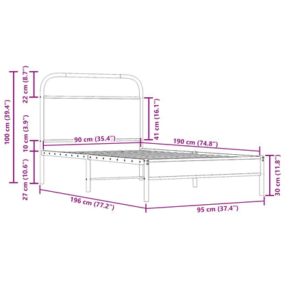 Giroletto senza Materasso Rovere Fumo 90x190 cm in Truciolato | homemem39