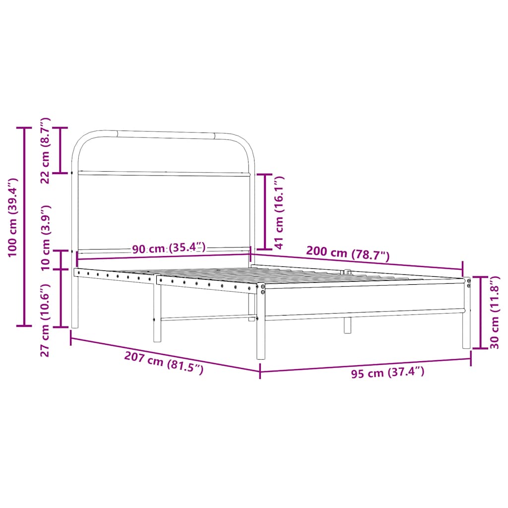 Giroletto senza Materasso Rovere Fumo 90x200 cm in Truciolato | homemem39