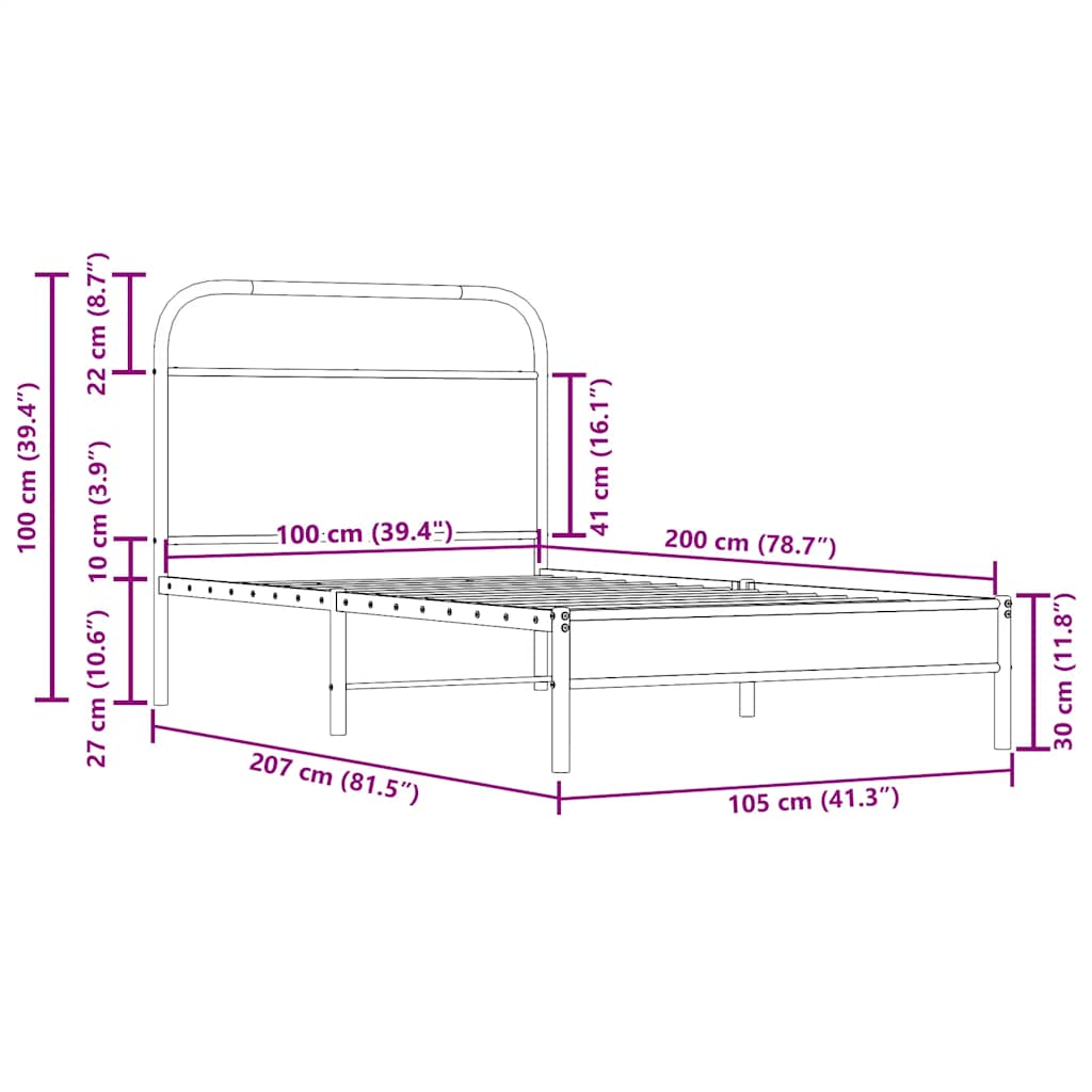 Giroletto senza Materasso Rovere Fumo 100x200 cm in Truciolato | homemem39