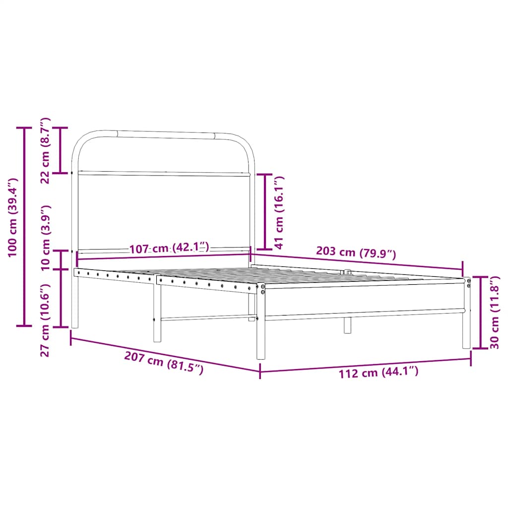 Giroletto senza Materasso Rovere Fumo 107x203 cm in Truciolato | homemem39