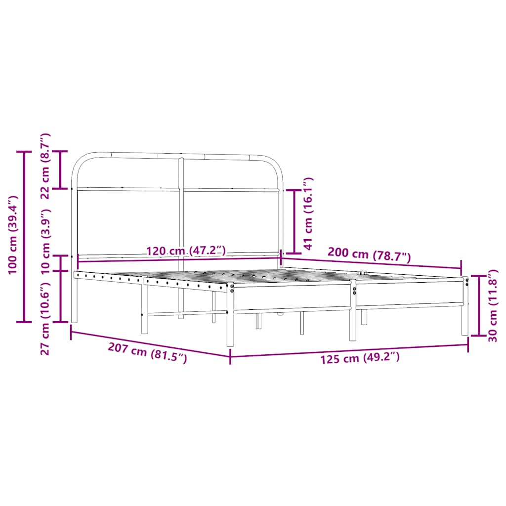 Giroletto senza Materasso Rovere Fumo 120x200 cm in Truciolato | homemem39