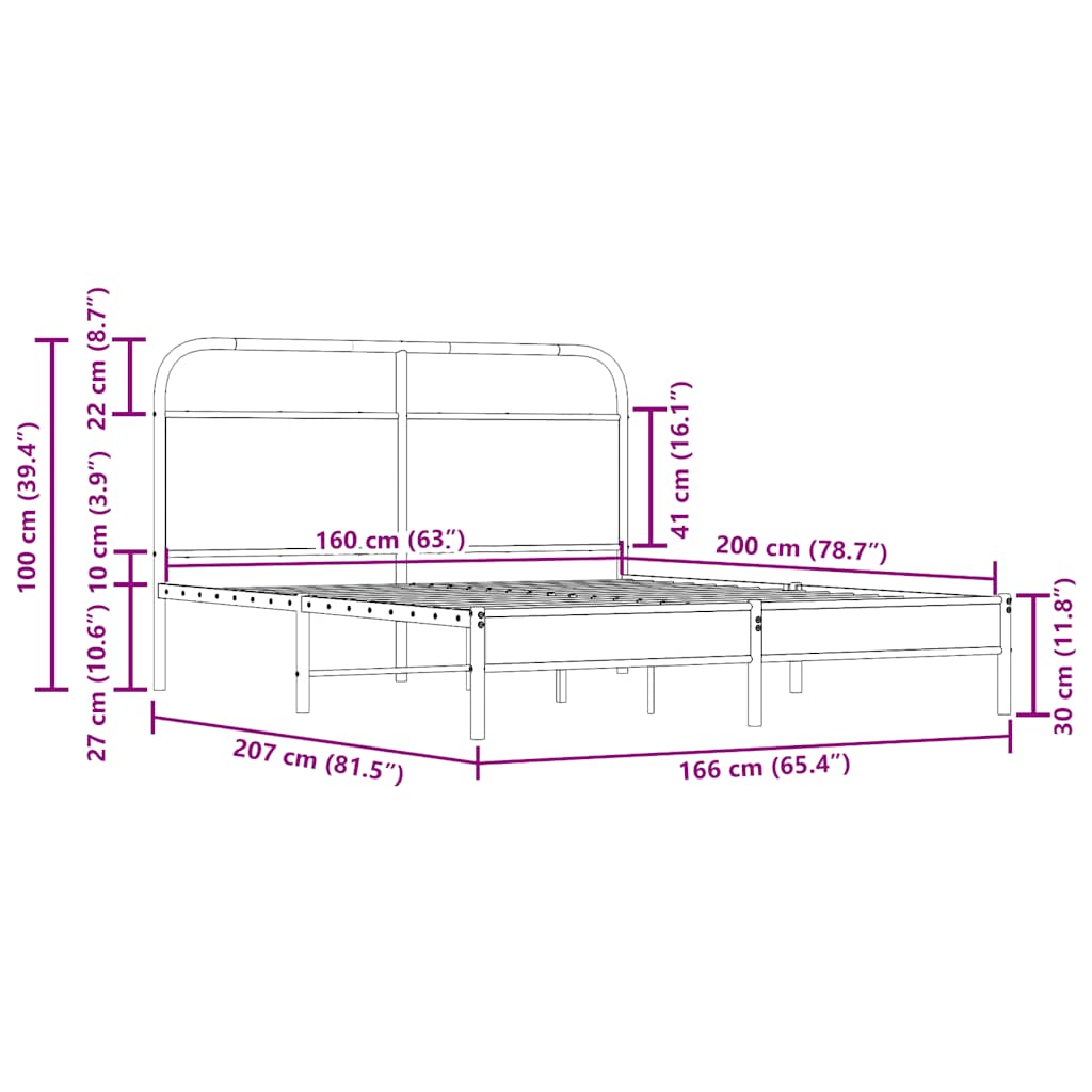Giroletto senza Materasso Rovere Fumo 160x200 cm in Truciolato | homemem39