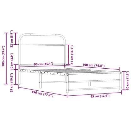 Giroletto senza Materasso Rovere Fumo 90x190 cm in Truciolato | homemem39