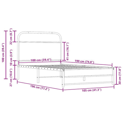 Giroletto senza Materasso Rovere Fumo 100x190 cm in Truciolato | homemem39